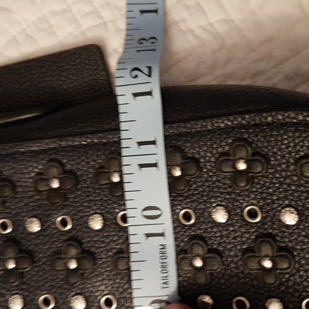 Coach Navy Blue Black Studded Flowers Shoulder Bag - Picture 12 of 14